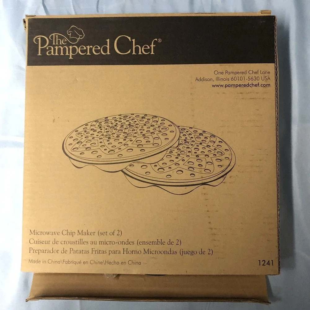 Pampered Chef Black Silicone Microwave Potato Chip Maker #1241 New in‎ Box